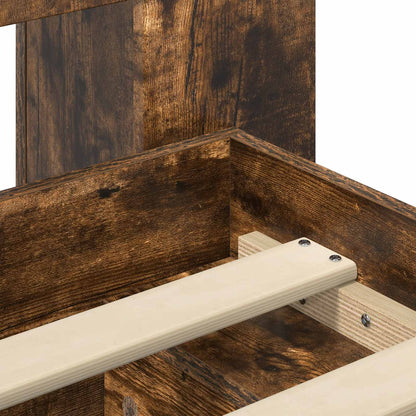Bed Frame with Storage Smoked Oak 90 x 190 cm Engineered Wood