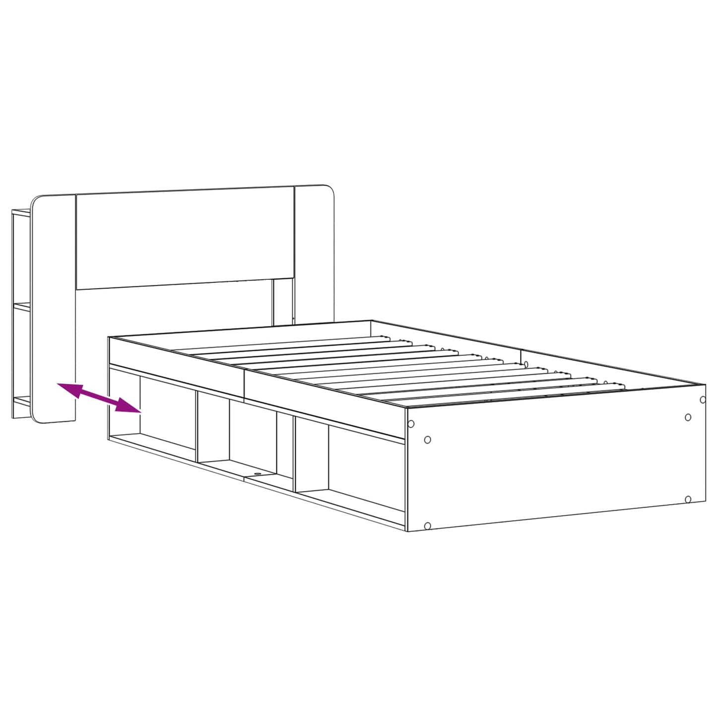 Bed Frame with Storage Smoked Oak 90 x 190 cm Engineered Wood
