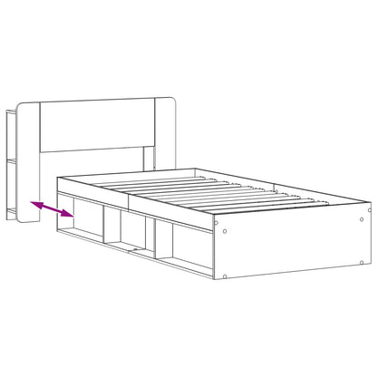 Bed Frame with Storage Smoked Oak 90 x 190 cm Engineered Wood