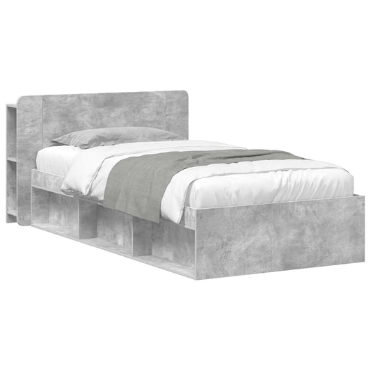 Bed Frame with Storage Concrete Grey 100 x 200 cm