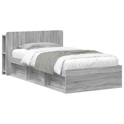 Bed Frame with Storage Grey Sonoma 100 x 200 cm Engineered Wood