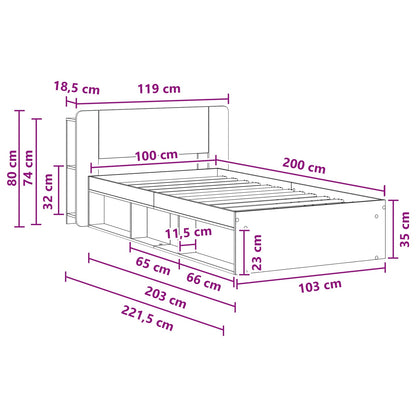 Bed Frame with Storage Old Wood 100 x 200 cm Engineered Wood