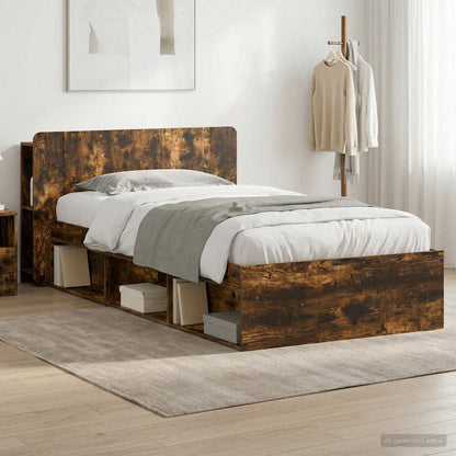 Bed Frame with Storage Smoked Oak 100 x 200 cm Engineered Wood