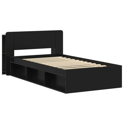 Bed Frame with Storage Black 90 x 200 cm Engineered Wood