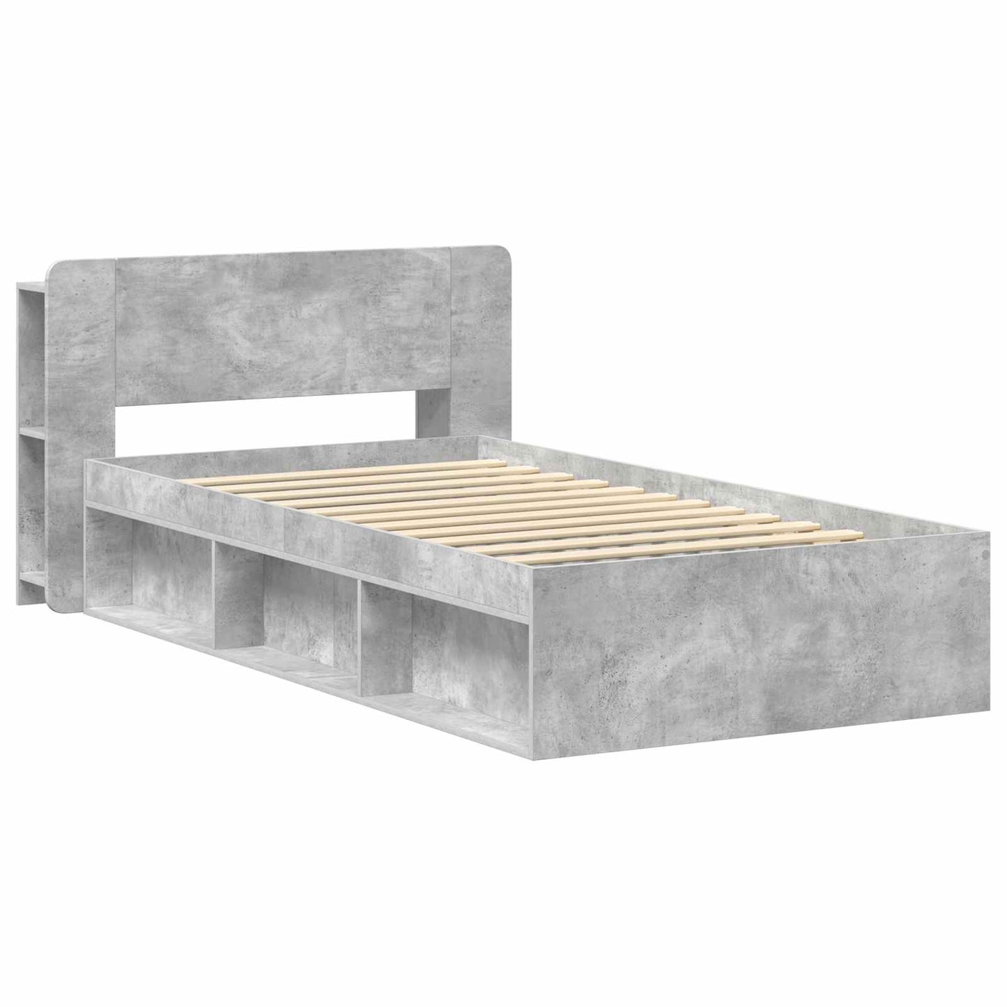 Bed Frame with Storage with Headboard Concrete Grey 90 x 200 cm