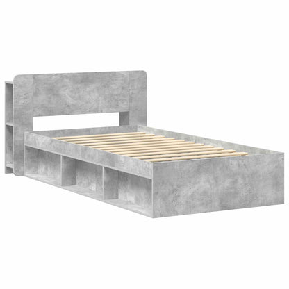 Bed Frame with Storage with Headboard Concrete Grey 90 x 200 cm