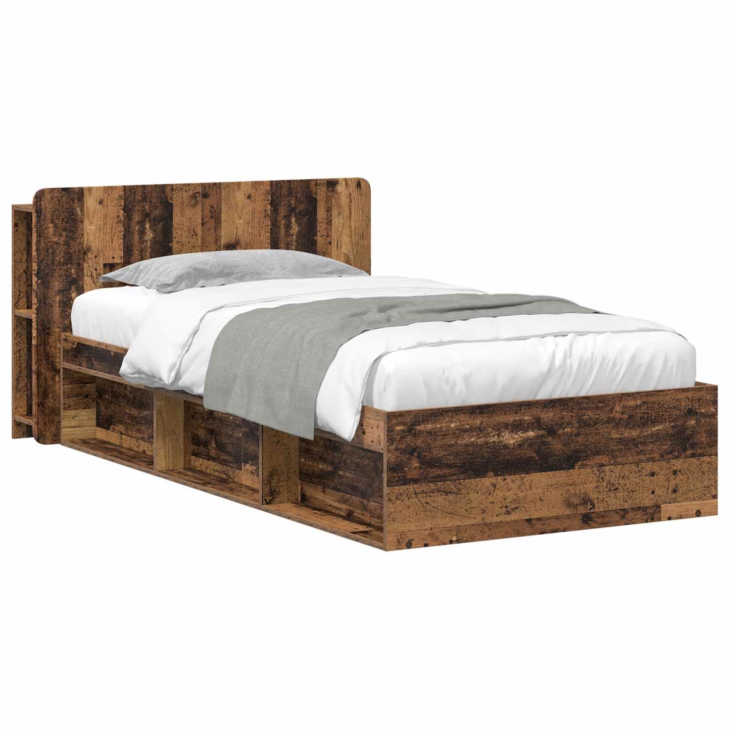 Bed Frame with Storage Old Wood 90 x 200 cm Engineered Wood
