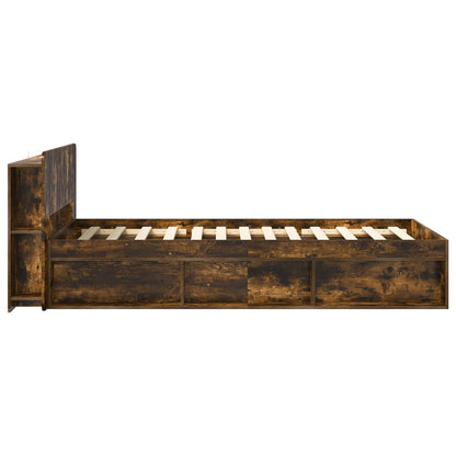 Bed Frame with Storage Smoked Oak 90 x 200 cm Engineered Wood