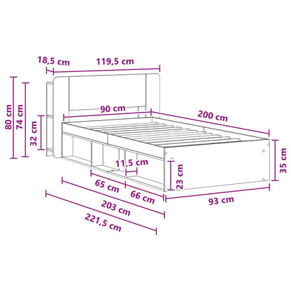 Bed Frame with Storage White 90 x 200 cm Engineered Wood