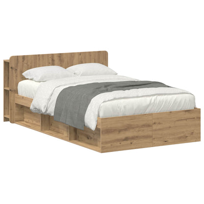 Bed Frame with Storage Artisan Oak 120 x 190 cm Engineered Wood