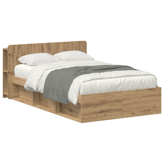 Bed Frame with Storage Artisan Oak 120 x 190 cm Engineered Wood