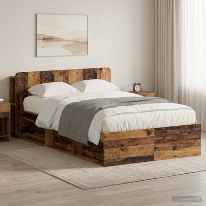 Bed Frame with Storage Old Wood 120 x 190 cm Engineered Wood