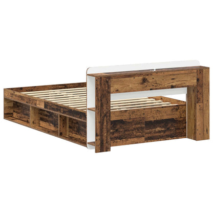 Bed Frame with Storage Old Wood 120 x 190 cm Engineered Wood