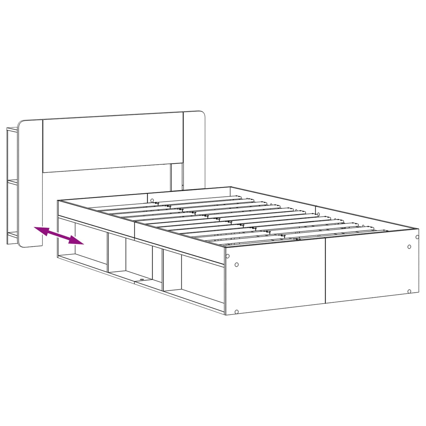 Bed Frame with Storage Old Wood 120 x 190 cm Engineered Wood