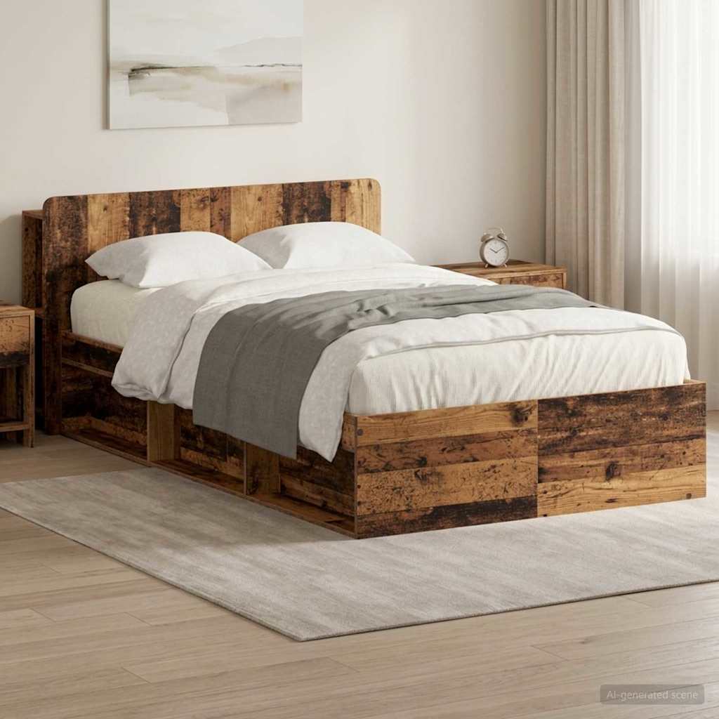 Bed Frame with Storage Old Wood 120 x 200 cm Engineered Wood
