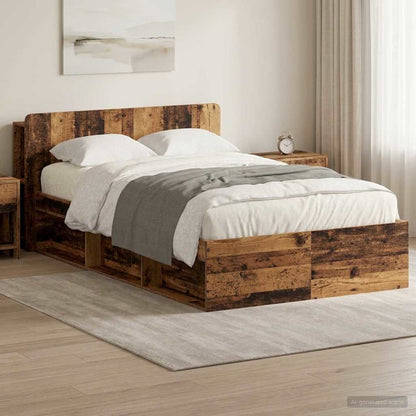Bed Frame with Storage Old Wood 120 x 200 cm Engineered Wood