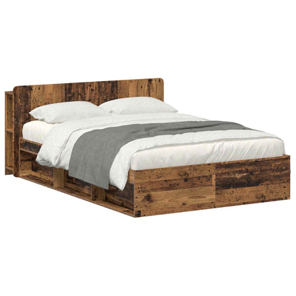 Bed Frame with Storage Old Wood 135 x 190 cm Engineered Wood