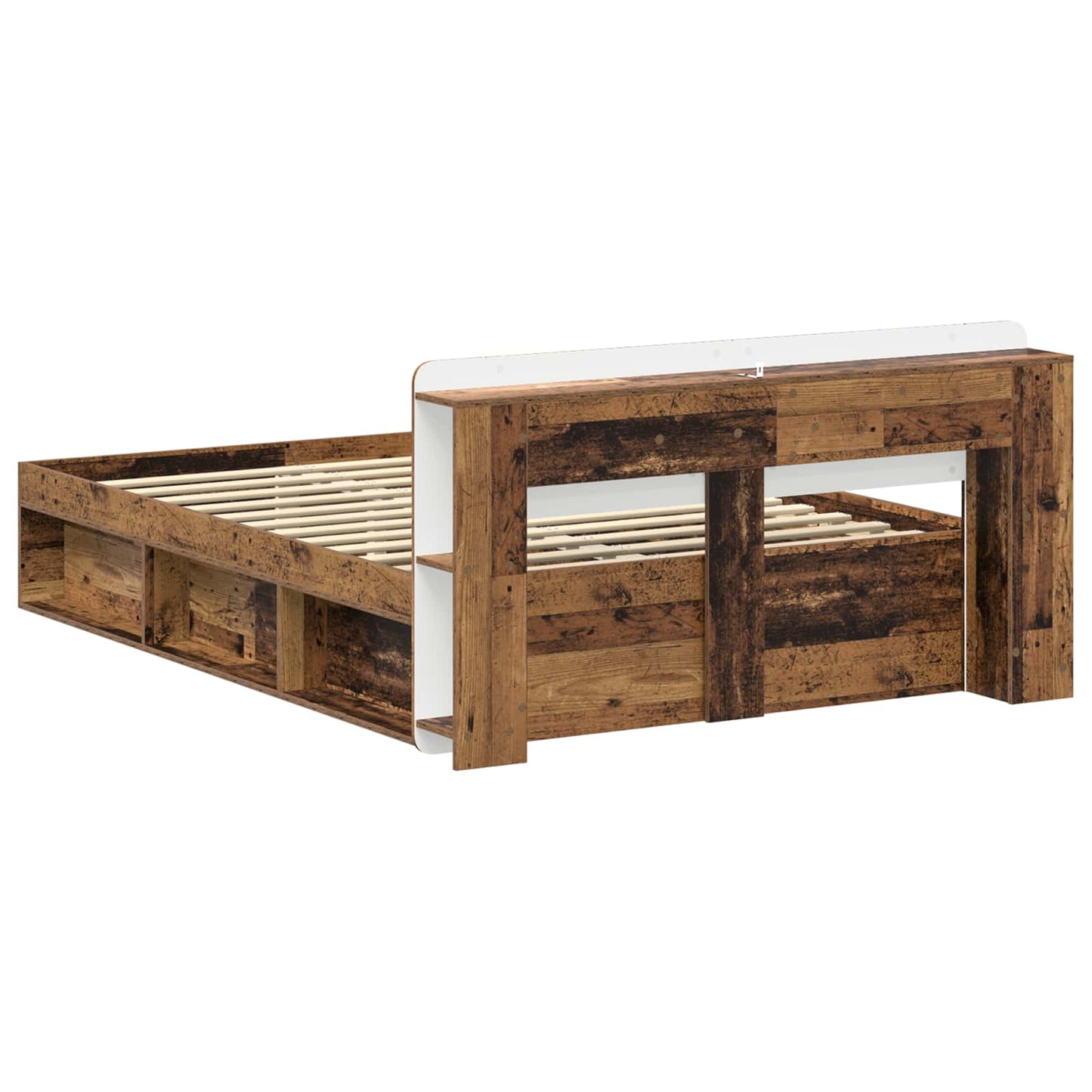 Bed Frame with Storage Old Wood 135 x 190 cm Engineered Wood