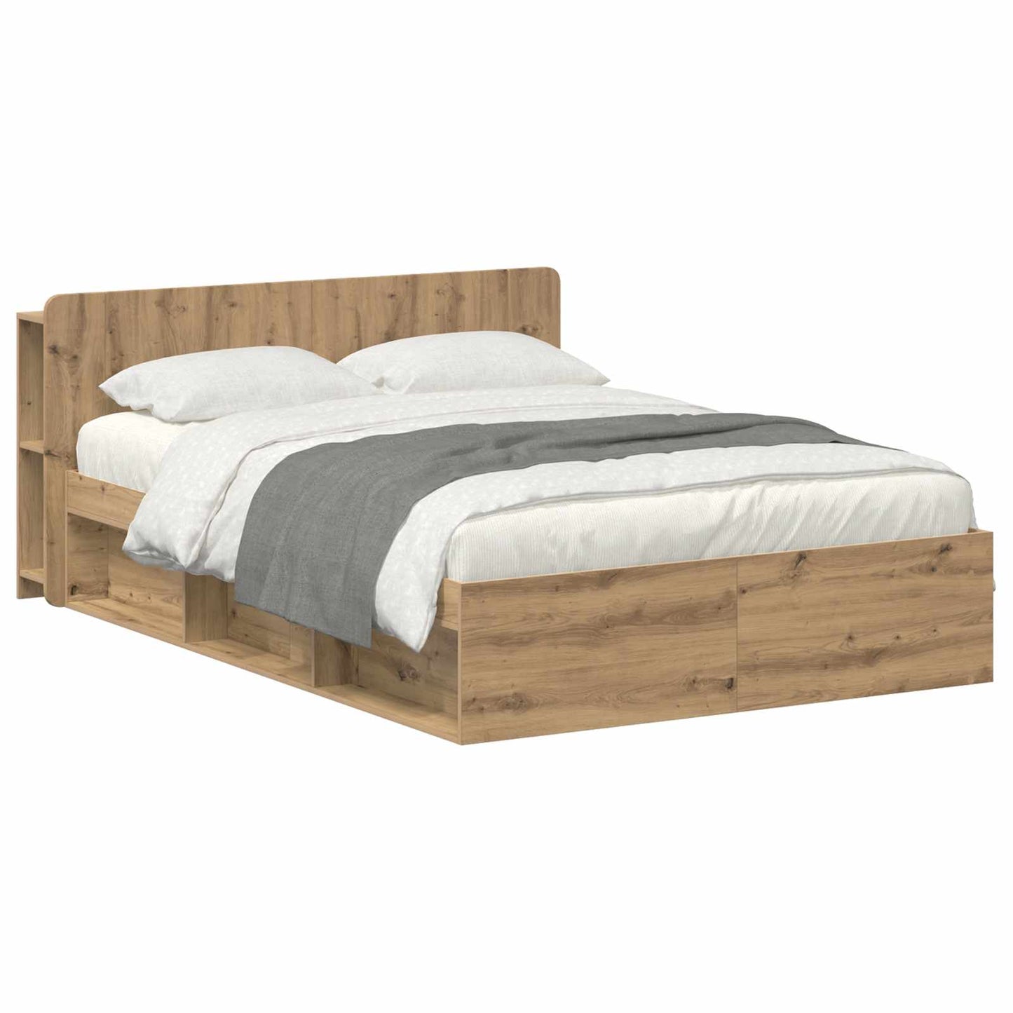 Bed Frame with Storage Artisan Oak 140 x 190 cm Engineered Wood