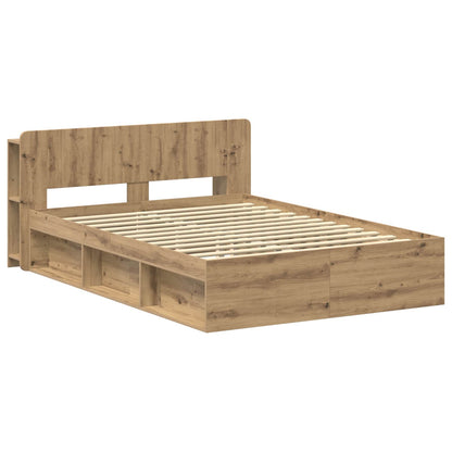Bed Frame with Storage Artisan Oak 140 x 190 cm Engineered Wood