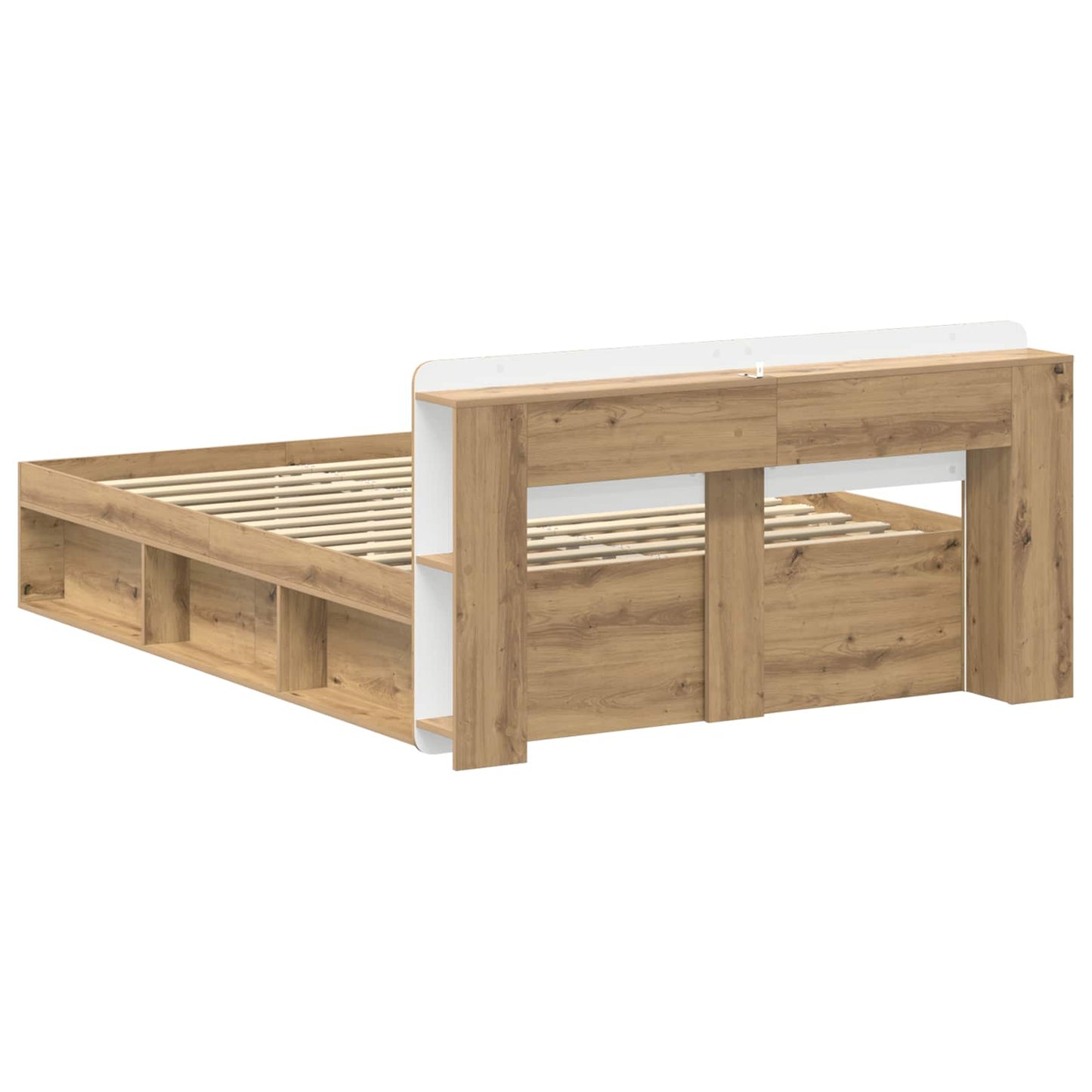 Bed Frame with Storage Artisan Oak 140 x 190 cm Engineered Wood
