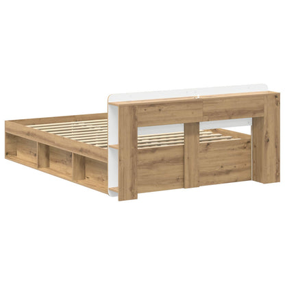 Bed Frame with Storage Artisan Oak 140 x 190 cm Engineered Wood