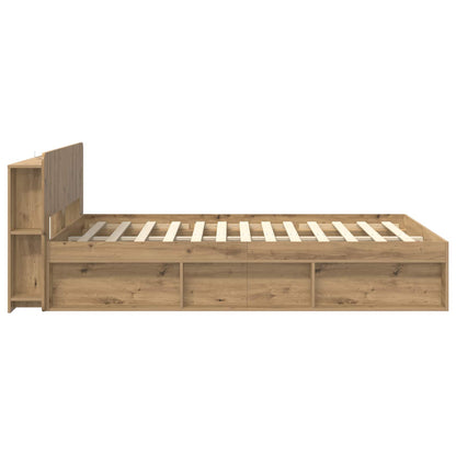 Bed Frame with Storage Artisan Oak 140 x 190 cm Engineered Wood