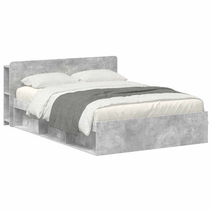 Bed Frame with Storage Concrete Grey 140 x 190 cm