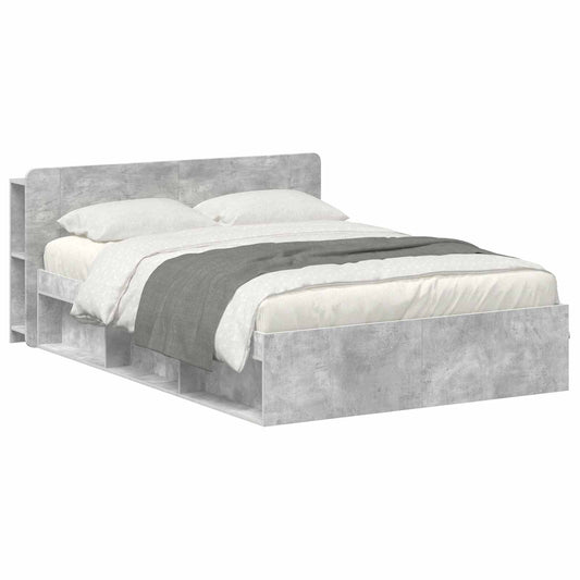 Bed Frame with Storage Concrete Grey 140 x 190 cm