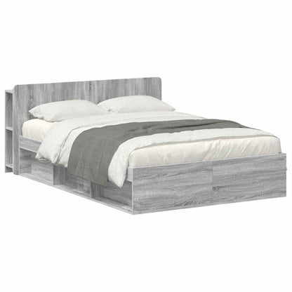 Bed Frame with Storage Grey Sonoma 140 x 190 cm Engineered Wood