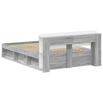 Bed Frame with Storage Grey Sonoma 140 x 190 cm Engineered Wood