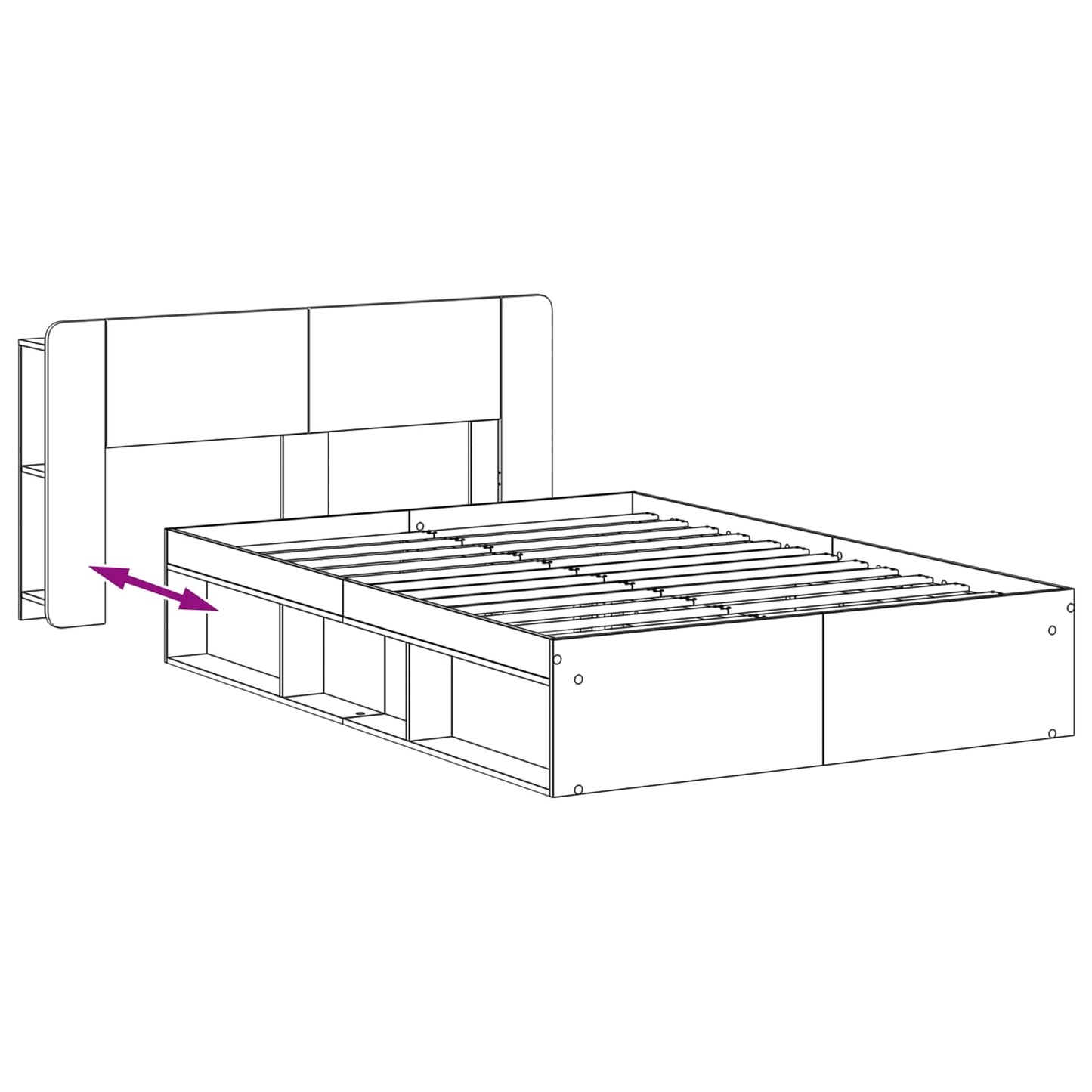 Bed Frame with Storage Grey Sonoma 140 x 190 cm Engineered Wood