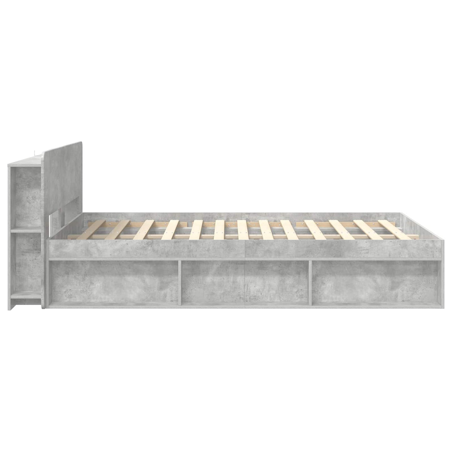 Bed Frame with Storage Concrete Grey 140 x 200 cm