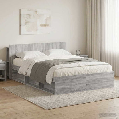 Bed Frame with Storage Grey Sonoma 140 x 200 cm Engineered Wood