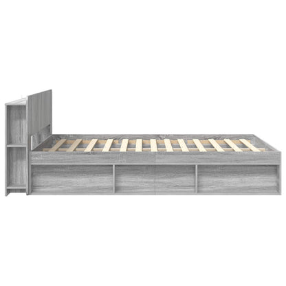 Bed Frame with Storage Grey Sonoma 150 x 200 cm Engineered Wood