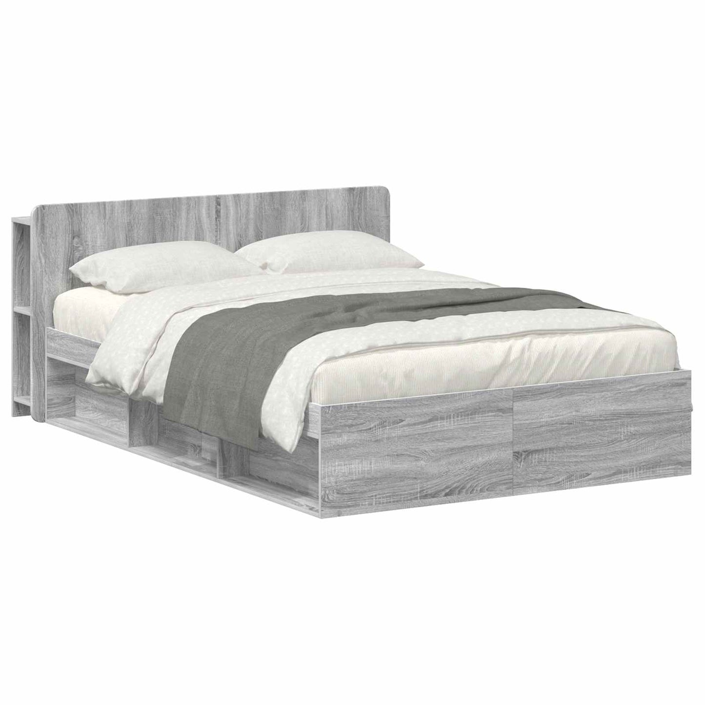 Bed Frame with Storage Grey Sonoma 160 x 200 cm Engineered Wood