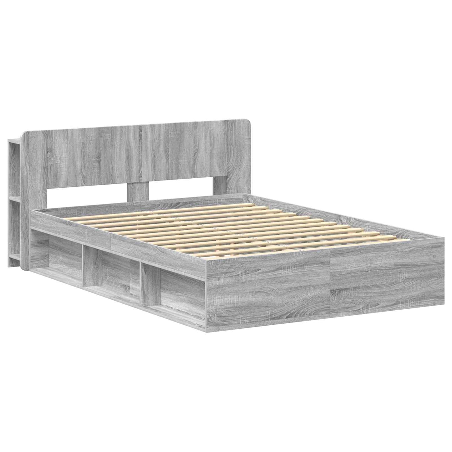 Bed Frame with Storage Grey Sonoma 160 x 200 cm Engineered Wood