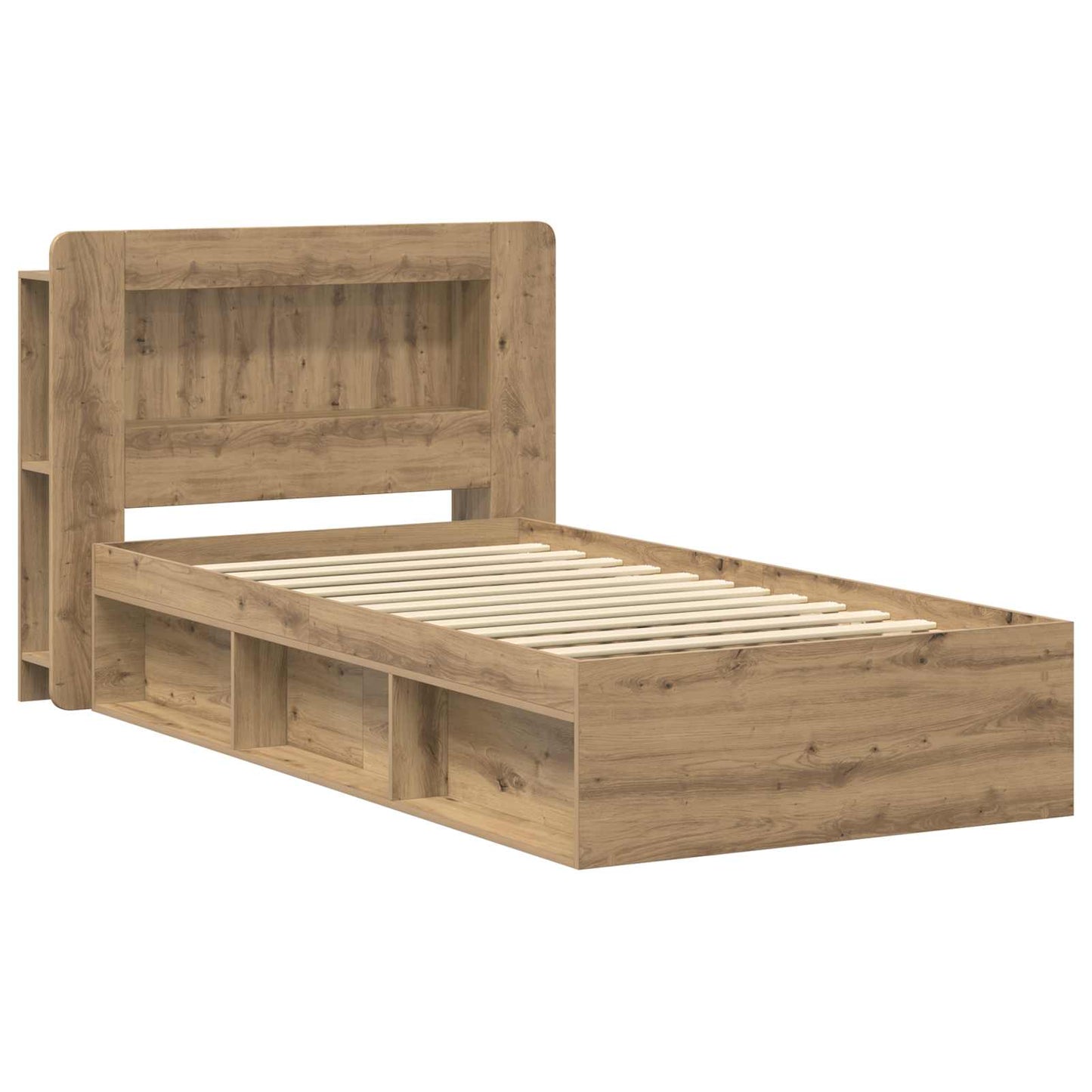 Bed Frame with Storage Artisan Oak 75 x 190 cm Engineered Wood