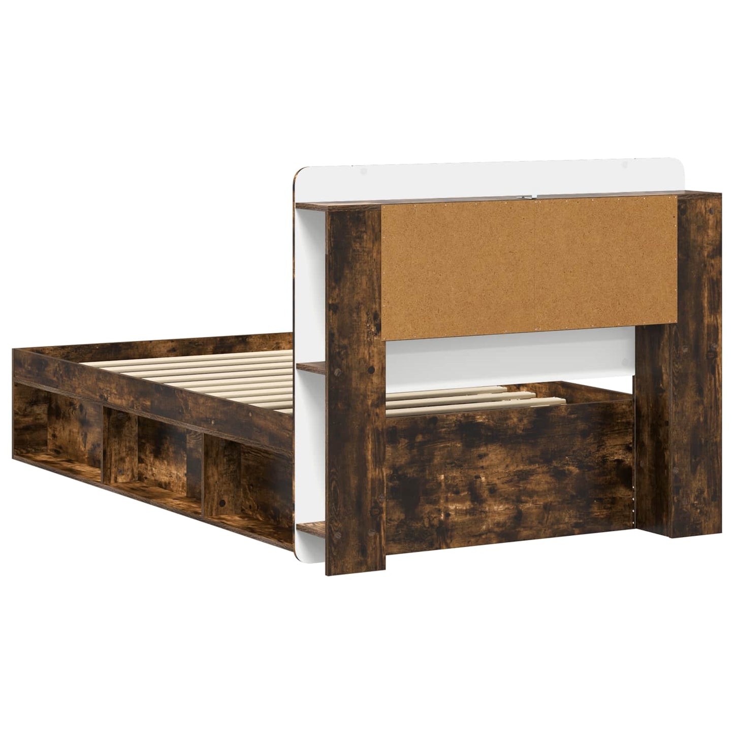 Bed Frame with Storage Smoked Oak 75 x 190 cm Engineered Wood