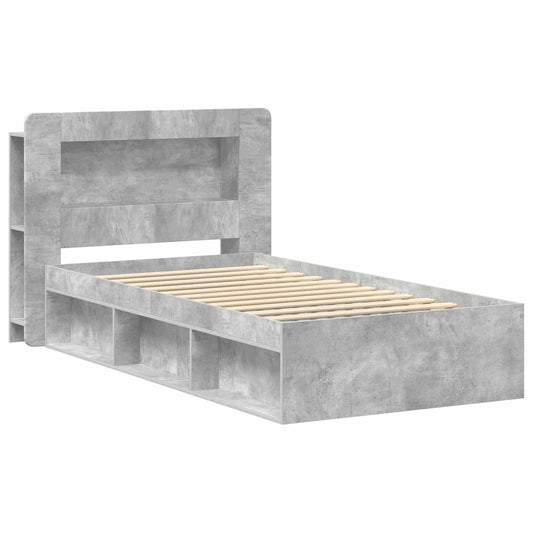 Bed Frame with Storage with Headboard Concrete Grey 80 x 200 cm