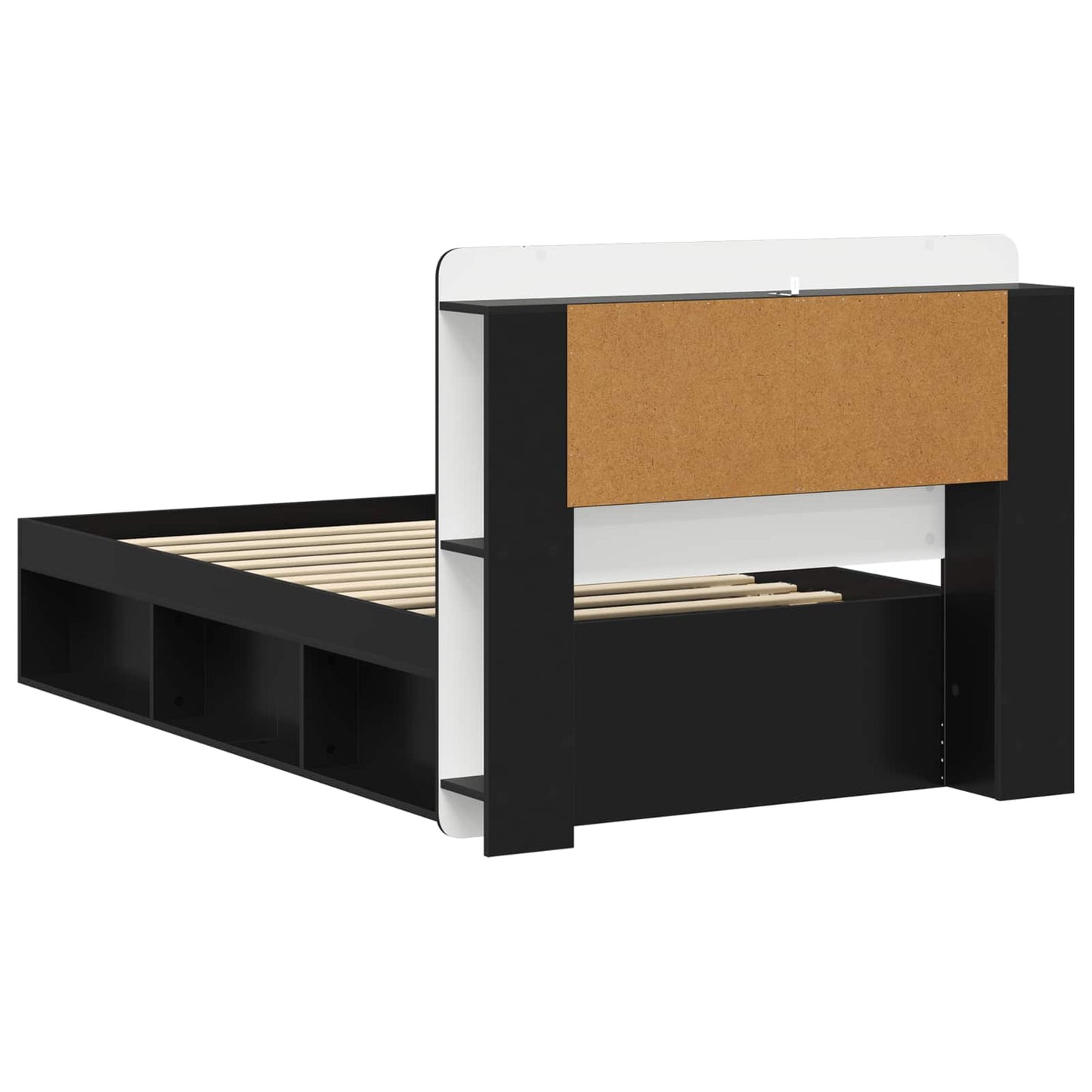 Bed Frame with Storage Black 90 x 190 cm Engineered Wood