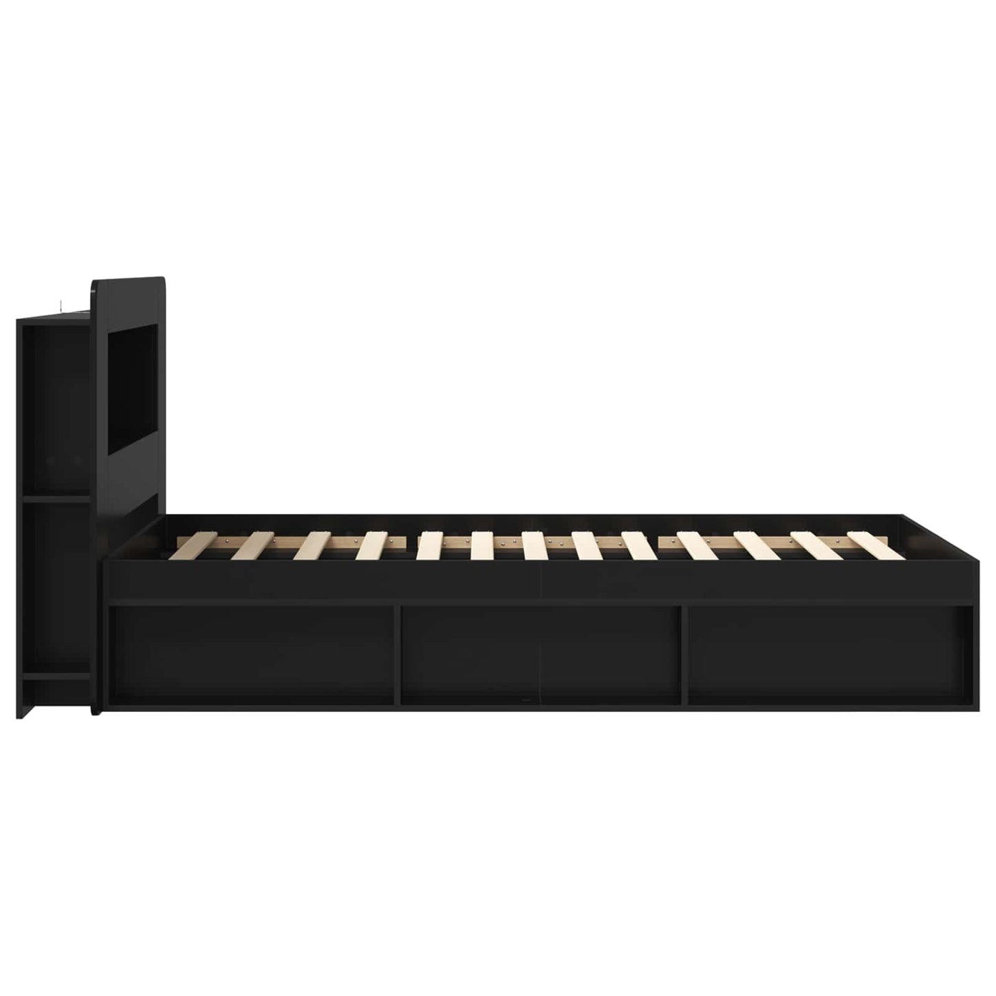 Bed Frame with Storage Black 90 x 190 cm Engineered Wood