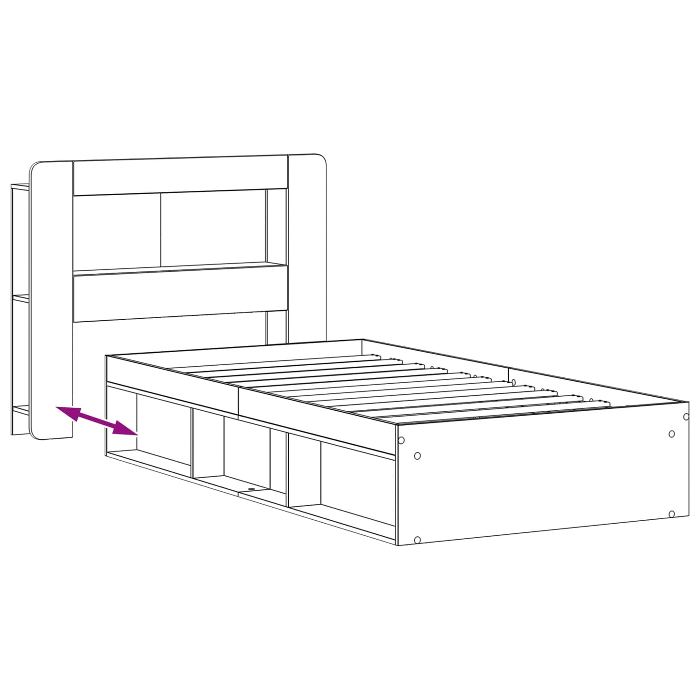 Bed Frame with Storage Old Wood 90 x 190 cm Engineered Wood