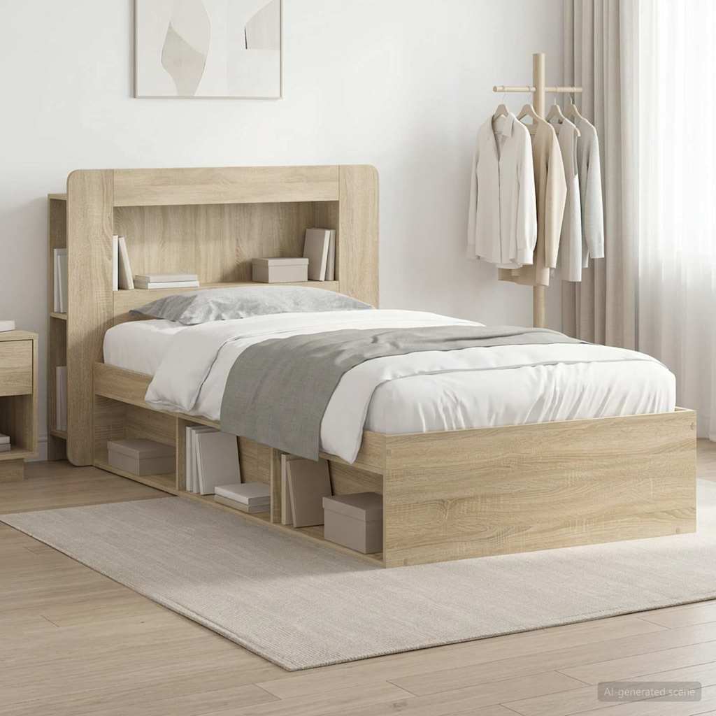 Bed Frame with Storage Sonoma Oak 90 x 190 cm Engineered Wood