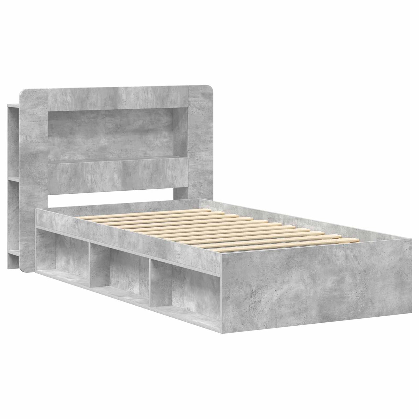 Bed Frame with Storage Concrete Grey 100 x 200 cm
