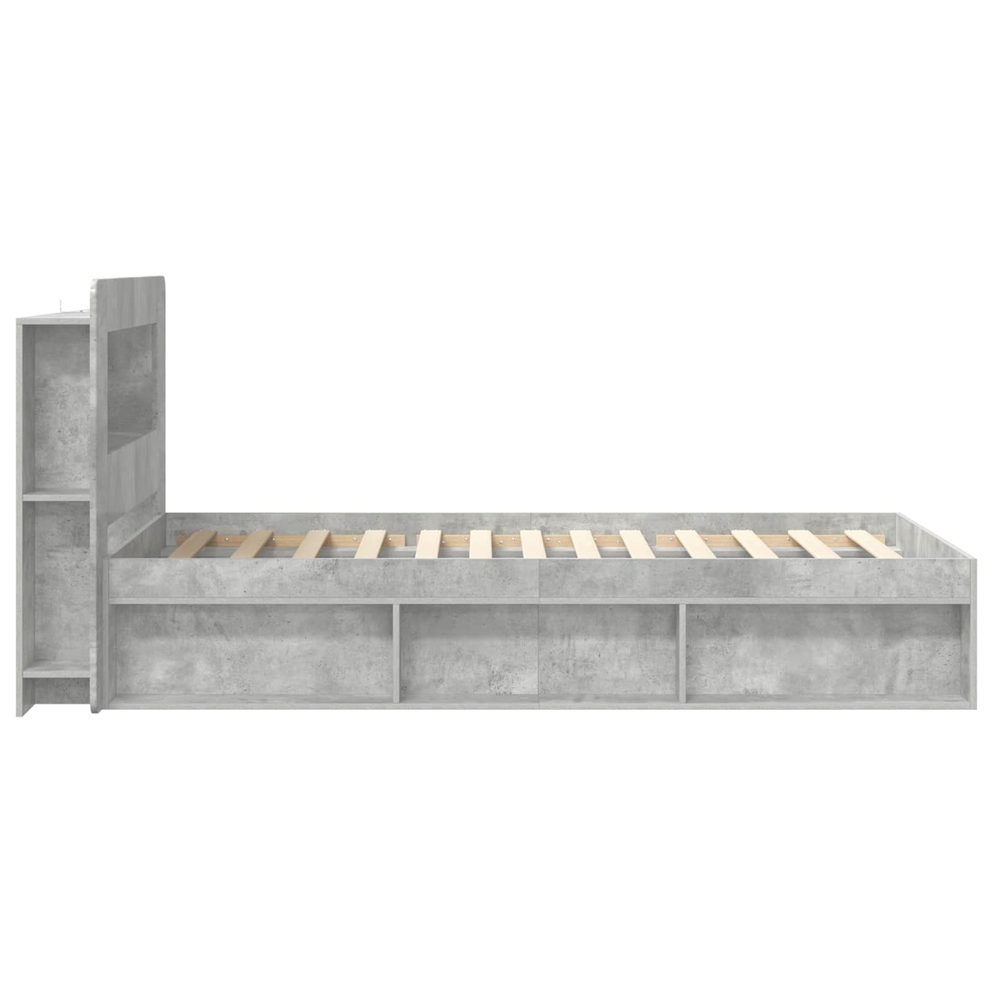 Bed Frame with Storage Concrete Grey 100 x 200 cm
