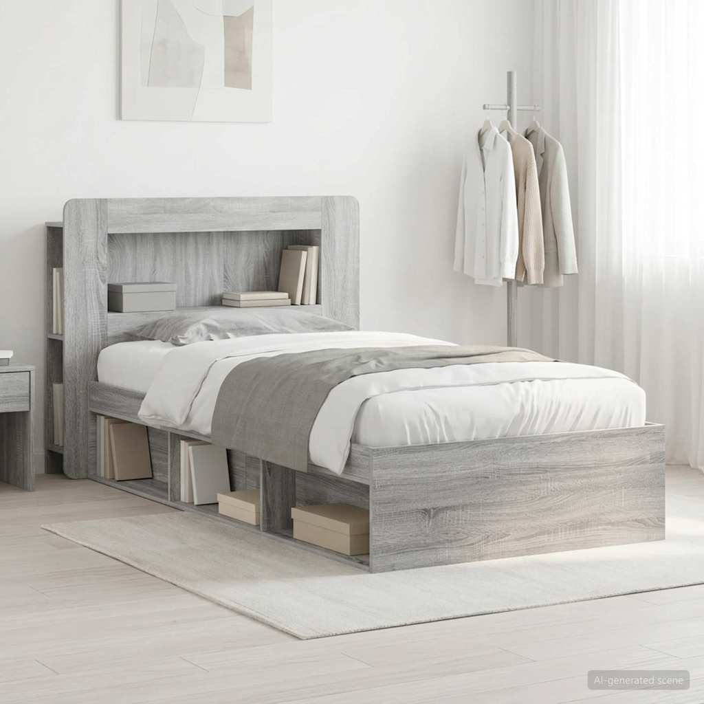 Bed Frame with Storage Grey Sonoma 100 x 200 cm Engineered Wood