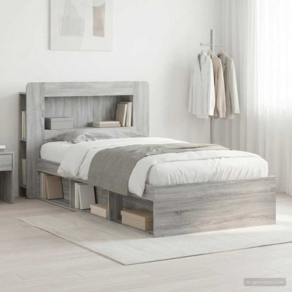Bed Frame with Storage Grey Sonoma 100 x 200 cm Engineered Wood