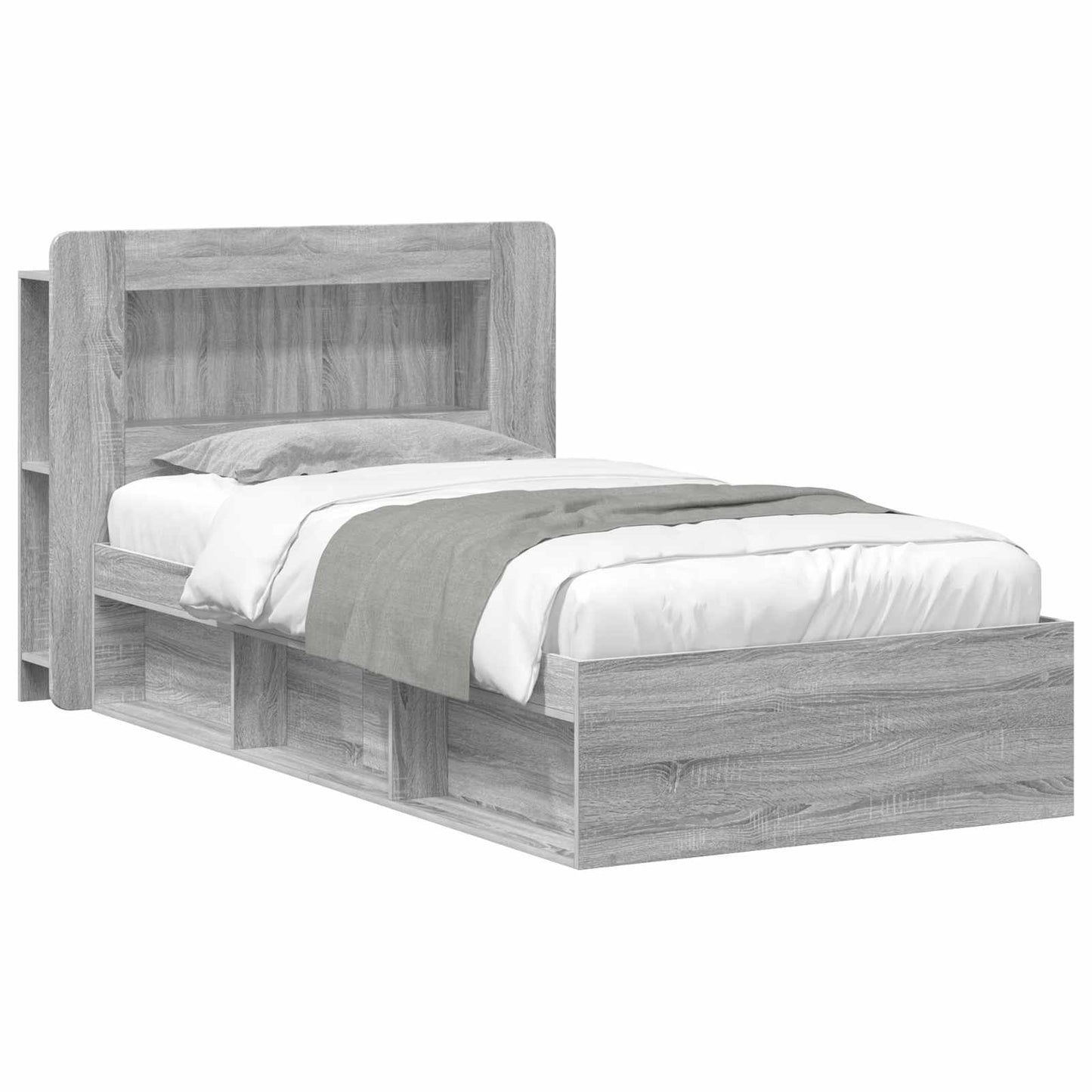 Bed Frame with Storage Grey Sonoma 100 x 200 cm Engineered Wood