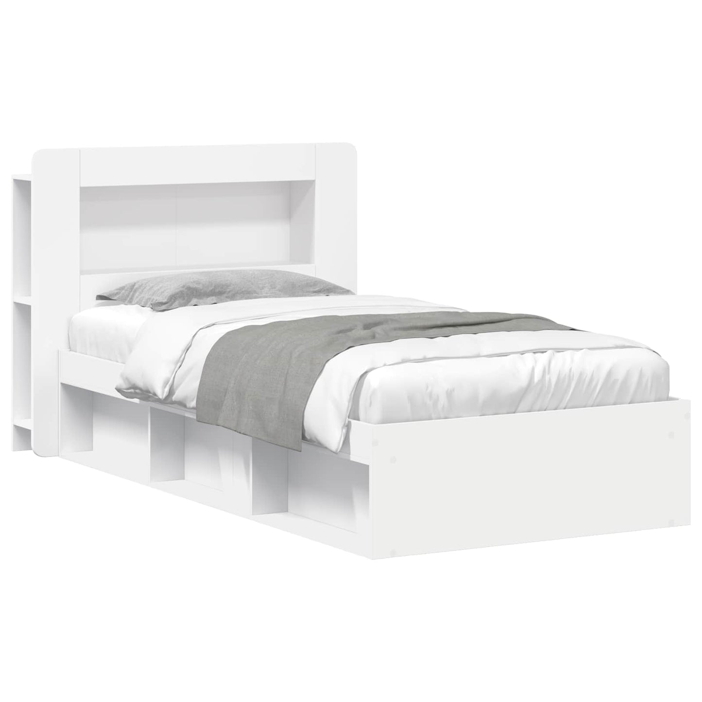 Bed Frame with Storage White 100 x 200 cm Engineered Wood